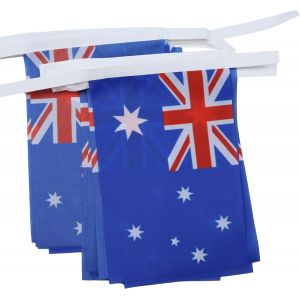 MEVRONISSHOP-Guirlande Drapeau Australie - 6 M&egrave;tres Avec 20 Fanions Australien De 21x14 cm - Petits Drapeaux 100% Polyester - 60g - Neuf