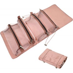 MAA-Trousse Maquillage Femme, Grand Trousse de Toilette Sac Cosmétique Sac de Voyage Pliable Détachable Maquillage Pochette Organisateur étanche - Neuf