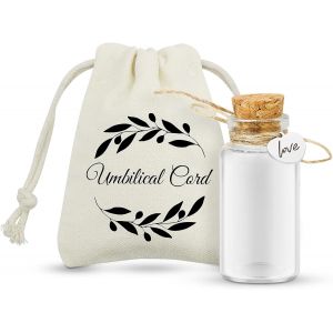 Yemaesre-Bouteille Souvenir En Verre Avec Bouchon En Liège Pour Cordon Ombilical Et Cheveux F?taux, Pour Un Baptême, Une Baby Shower Ou Une Fête Prénatale. Livrée Avec Un Sac Cadeau. - Neuf