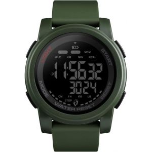 Homme Outdoor Sport Digital Podom&egrave;tre Montres 50m &Eacute;tanche Outdoor Led &Eacute;lectronique Calorie Temps Double Chronom&egrave;tre Calendrier Grand Plastique Militaires Montre Bracelet.[J1022] - Neuf