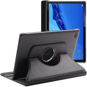 Coque Pour Huawei Mediapad M5 Lite 10.1,Etui Rotatif 360,Housse Protection Pu Cuir,Noir - Neuf