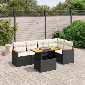 Prolenta Premium - Salon De Jardin 6 Pcs Avec Coussins Noir R&eacute;sine Tress&eacute;e - Neuf