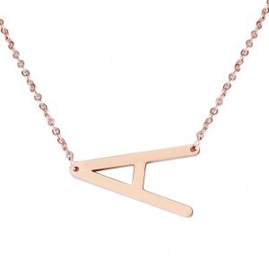 Colliers En Acier Inoxydable &Agrave; La Mode Avec Pendentif En Forme D'alphabet En Or Rose A - Neuf
