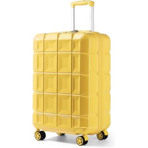 Valise Cabine Rigide ABS Bagages a Cabine avec 4 roulettes Valise de Voyage 34L avec Serrure TSA 54x34x22cm Valises,Jaune - Neuf