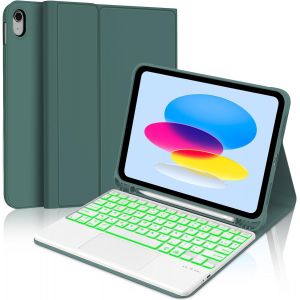 Clavier Pour Ipad 11 Ème A16 2025 - Coque Clavier Ipad 10Eme Generation 2022, Trackpad Multi-Touch,Rétroéclairage 7 Couleurs, Azerty - Neuf