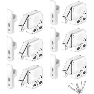 ChenQuanSarl-6 Pièces Loqueteaux À Ressort Mini Latch Serrure À Ressort, Loquets Tactiles, Latch Loqueteaux, Appuyez Pour Ouvrir Et Fermer, Fermeture À Ressort Porte D'Armoire Avec Des Vis Pour Armoi - Neuf