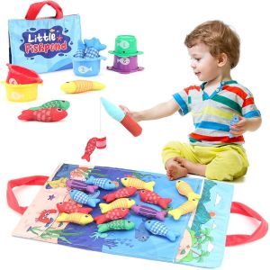 Jouet Bebe 1 an,Jouet de P&ecirc;che Montessori Jeux Peche a la Ligne Enfant Jeu de P&ecirc;che pour B&eacute;b&eacute; Jouet Cadeau pour 6 Mois 2 3 Ans Fille Gar&ccedil;on - Neuf