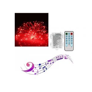 Guirlande Lumineuse Musicale &Agrave; 50 Led, 5 M, &Agrave; Piles, Avec T&eacute;l&eacute;commande - Neuf