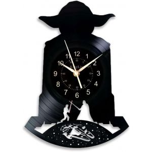 CHENG-Horloge murale en forme de disque vinyle, 30 x 21 cm, d&eacute;coration murale ronde noire &iquest; D&eacute;coration d'int&eacute;rieur vintage esth&eacute;tique et unique, cadeau pour amis, enfants, gar&ccedil;ons, famille, - Neuf