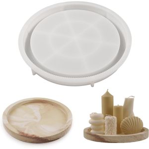 Moules En Silicone Avec Rainures Plateau D&eacute;coratif Plaque Bricolage Pour B&eacute;ton Cr&eacute;atif, R&eacute;sine, R&eacute;sine De Coul&eacute;e, Poudre De Coul&eacute;e - Neuf