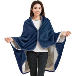 Ulteronixshop-Poncho Ch&acirc;le Femme Couverture Plaid Cape &Eacute;charpe Double Face Polaire Couverture De Lit Canap&eacute; Voiture Salon Chambre Hiver Chaud Multi-Usage Cardigan &Eacute;charpe Wrap Cape Ch&acirc;le Avec Bouton - Neuf