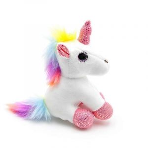 Porte-cl&eacute;s en peluche licorne, pendentif pour poup&eacute;e, jouets, ornements pour sac &agrave; dos-Blanc - Neuf