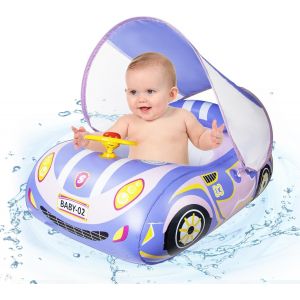 Bouee Bebe Avec Pare Parasol Bouet Piscine B&eacute;b&eacute; Avec Une Boule Flottante Avec Si&egrave;ge De S&eacute;curit&eacute; Flotteur Piscine B&eacute;b&eacute; Protection Uv Upf50+ Bouee Gonflable Enfant - Neuf