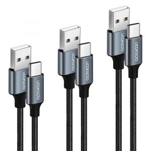 Lot de 3 Câble USB C 0.3m+0.5m+1m Cable USB C Charge et Synchronisation Rapide Cable Type C et Long Court en Nylon Tressé - Neuf