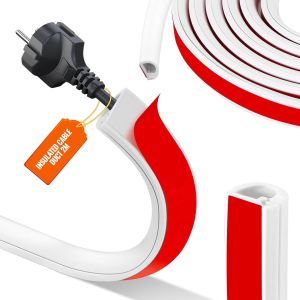 Cable Duct,2 m Self-Adhesive Wall TV Cable Cover,Type D 14 mm x 10 mm,White,Flexible Floor Cable Cover,for Home Office Cable Management System (2 M) - Neuf