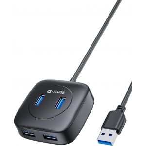 JGD-Hub USB 3.0 4 Ports - Hub Multi USB 5Gbps Haut Vitesse avec Port Alimentation Micro USB et 55CM c&acirc;ble, Compatible avec PC Laptop, MacBook, Surface, XPS, Souris Clavier Disques Durs, Cl&eacute; USB - Neuf