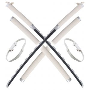Demon Slayer Lot 2 Katanas en Bois Inosuke Hashibira Epee Kimetsu No Yaiba Sabre Inosuke Katana + Ceinturon Blanc Porte Epee Ceinture D&eacute;coration - Neuf