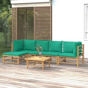 Prolenta Premium - Salon De Jardin 6 Pcs Avec Coussins Vert Bambou - Neuf