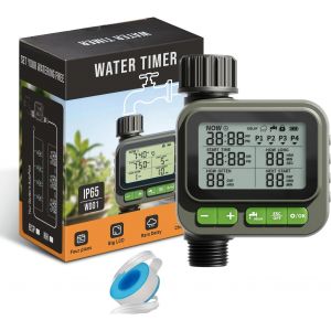 Ulteronixshop-Minuterie d'arrosage Automatique avec Grand &eacute;cran LCD &iquest; Mode Manuel/Automatique, Fonction de Retard Pluie, incluant 1 Distributeur d'eau en Y de 3/4 Pouce - Neuf