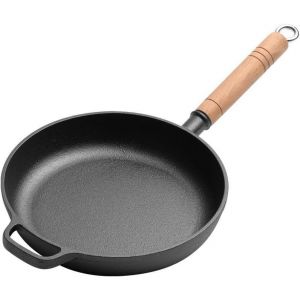 Subzonal-Po&ecirc;le En Fonte Avec Manche En Bois Amovible, Po&ecirc;le En Fonte Sans Rev&ecirc;tement, Po&ecirc;le En Fonte Pour Tous Les Types De Cuisini&egrave;res, Po&ecirc;le Ronde En Fer De 23-29 Cm (23cm) - Neuf