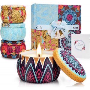 Kalanka-Bougie Parfumée Ensemble De Bougies Cire Soja Coffret Bougies Parfumées Lot De 4 Cadeau Femme Pour Mariage Saint Valentin D'anniversaire Anniversaire Fête Des Mères - Neuf