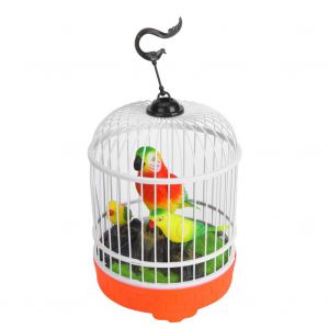 Cage A Oiseaux A Induction Avec Controle Du Son, Jouet Electrique Pour Enfants, Simulation Sonore De Trois Oiseaux, Orange - Neuf