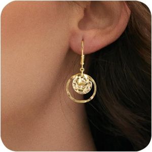 Kalhx-Boucles D'oreilles Disque En Or Pour Femmes Boucles D'oreilles Cercle Pendantes En Argent Martel&eacute; Boucles D'oreilles Cr&eacute;oles Pendantes Hypoallerg&eacute;niques Cadeaux De Bijoux - Neuf