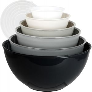 Jexnovashop-Lot De 6 Bols M&eacute;langeurs, Ensemble De Saladiers En Plastique Avec Couvercle, Bols &Agrave; M&eacute;langer De 0,25-5,25 L, Empilables Saladier Sans Bpa, Bol De Cuisine Pour Stockage Et M&eacute;lange - Neuf