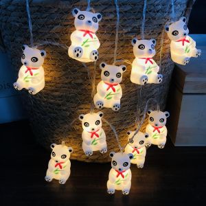 Jgd-Guirlande Lumineuse Panda &Agrave; Led - Fonctionne Avec Piles - Fil De Cuivre - Veilleuse D'ext&eacute;rieur - &Eacute;tanche - Pour Int&eacute;rieur, Chambre &Agrave; Coucher, Chambre D'enfant, Chambre De Fille - D&eacute;coration Mura - Neuf