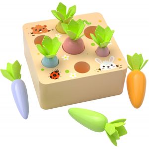JGD-Jouet en bois &agrave; partir de 1 an, jouet de motricit&eacute; pour b&eacute;b&eacute; de 12 &agrave; 18 mois, gar&ccedil;ons et filles, jeu de tri, puzzle en bois, r&eacute;colte de carottes, jouet &eacute;ducatif, cadeau d'anniversaire pour enfant - Neuf