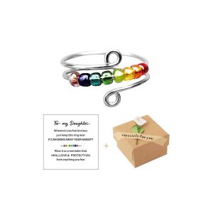 Lot De 2 Anneaux Anti-Stress Ajustables Avec Carte Message - Couleur Argent - Neuf