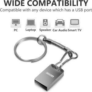 Cl&eacute; Usb 32 Go Mini Portable Avec Porte-Cl&eacute;s Et Pendentif Pour Ordinateur Portable/Pc/Voiture (Gris) - Neuf