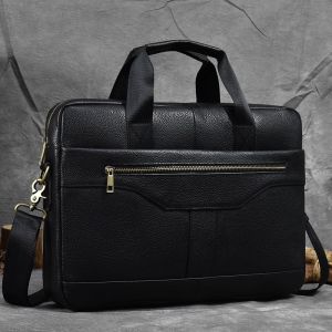 Newsbirds-Sac d'ordinateur en cuir véritable pour homme,étui à bombes pour homme,sac fourre-tout pour homme d'affaires,couche de médecin,15 ",6" - Design 2 Black - Neuf