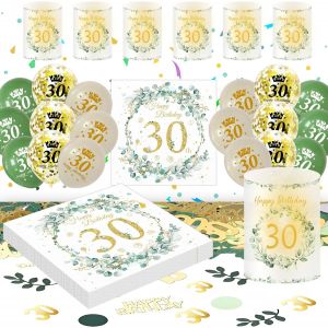 Ayuhr-Décoration Anniversaire 70 Ans Femme Homme, Happy 70th Birthday Serviettes + Lanterne Decoration Table + Confettis + Ballon Vert Or, Kit Fete Cadeau 70 Homme Femme (Deco Table Anniversaire 70 A - Neuf