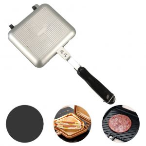 Hjlian Poele A Frire Double Face En Aluminium, Poele A Sandwich Double Face Avec Poignees, Plaque De Cuisson Antiadhesive, Poele A Toast - Neuf