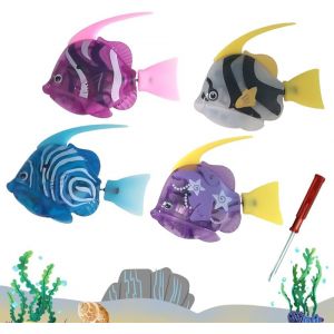 KAL-4 Pièces Robo Fish, Natation Fish Robot, Robofish For Cat Jouets, Réutilisable Poisson Piscine Jouet De Bain Pour Bebe Enfants Chat Chiens, Jouet De Piscine Pour La Piscine - Neuf