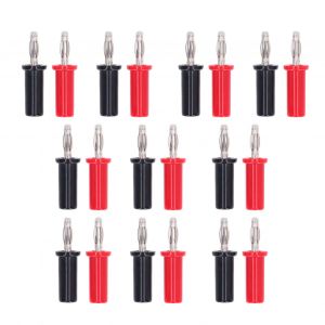 XYONG Lot de 10 fiches bananes 4 mm, connecteurs males a souder en laiton, type lanterne, rouge et noir, J.10013 - Neuf