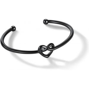 Kalsw-Bracelet Pour Femme Noeud Coeur,Jonc Ouvert Coeur Cuivre,Bracelet Personnalisé Prénom Réglable - Neuf