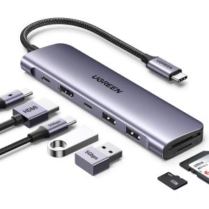 SUBZONAL-Revodok 1071 Hub USB C HDMI 4K Lecteur de Carte SD TF PD 100W Multi Data Ports 5Gbps 7 en 1 Docking Station Compatible avec MacBook iPad Pro Air Mac Mini M4 iPhone 17 Pro Max 16 15 Série - Neuf