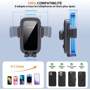 CMJAAGUR-Support Téléphone Voiture, [2024 Double Crochet Métallique Amélioré] 360° Rotation Porte Voiture Telephone Pour Grille D'Aération De Voiture Compatible Avec Tous Les Smartphones[M114] - Neuf