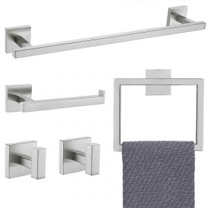 5 pi&egrave;ces en Nickel Bross&eacute; salle de Bain Serviette de Bar, de l'Acier Inoxydable SUS304, Mural Accessoires - Neuf