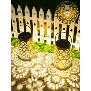 Lot De 2 Lanternes Solaires D'ext&eacute;rieur Ip65 &Eacute;tanches En M&eacute;tal Pour D&eacute;coration De Jardin, Terrasse, Patio, Arbre, Camping, Pelouse, Arri&egrave;re-Cours, M23556a-1w126b - Neuf