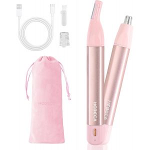 Tondeuse Nez Oreilles Homme Femme - 2 En 1 Tondeuses Visage Rechargeable - Rasoir Nez Oreilles Sourcil Electrique Etanche Sans Douleur(Rose) - Neuf