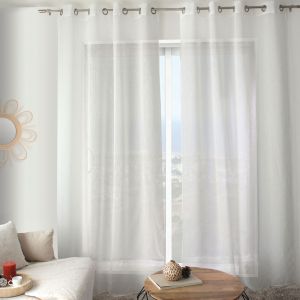 Voilage Plumetis Effet Lin Avec ?illets - Neuf