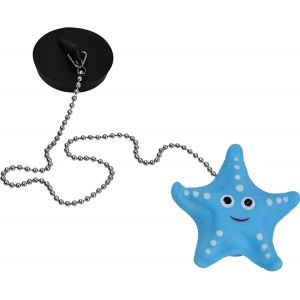 Bouchon de bonde de baignoire avec chaîne à billes en acier inoxydable (45 mm - Bleu) pour lavabo, évier, cuisine et baignoire - Neuf
