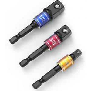 Lot de 3 adaptateurs hexagonaux à 1/4 « ,1/2 »,3/8 "" carré,noir,pour tournevis sans fil - Neuf