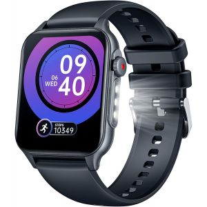 CHENG-Montre Connect&eacute;e Homme Militaire Watch: 2.0" Smartwatch avec Appels Bluetooth 100 Modes de Sport Montre Fitness homme avec 3 Lampe de Poche LED IP67 &eacute;tanche Smart Watch pour Android Phone et ip - Neuf