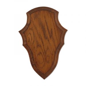 Ecusson Chasse Troph&eacute;e Chevreuil Ch&ecirc;ne Fonc&eacute; Cir&eacute; 44x28cm - Neuf