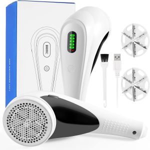 MEVRONISSHOP-Rasoir Anti Bouloche &Eacute;lectrique &Eacute;cran LCD, Rechargeable C&acirc;ble USB C, 3 Niveaux de Puissance R&eacute;glables, T&ecirc;te &agrave; 6 Lames Fraise &agrave; Peluches, bouloche Appareil Id&eacute;al V&ecirc;tements Canap&eacute;s Couvert - Neuf