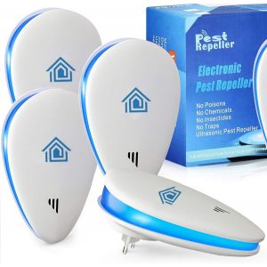 ltrason Anti Moustique,4 Pack Ultrason Souris et Rats & Insectes Répulsif Électronique,Répulsif Ultrason Anti-Rongeurs Insectes Anti Insectes,Moustiques,Fourmis,Rats,Araignées - Neuf
